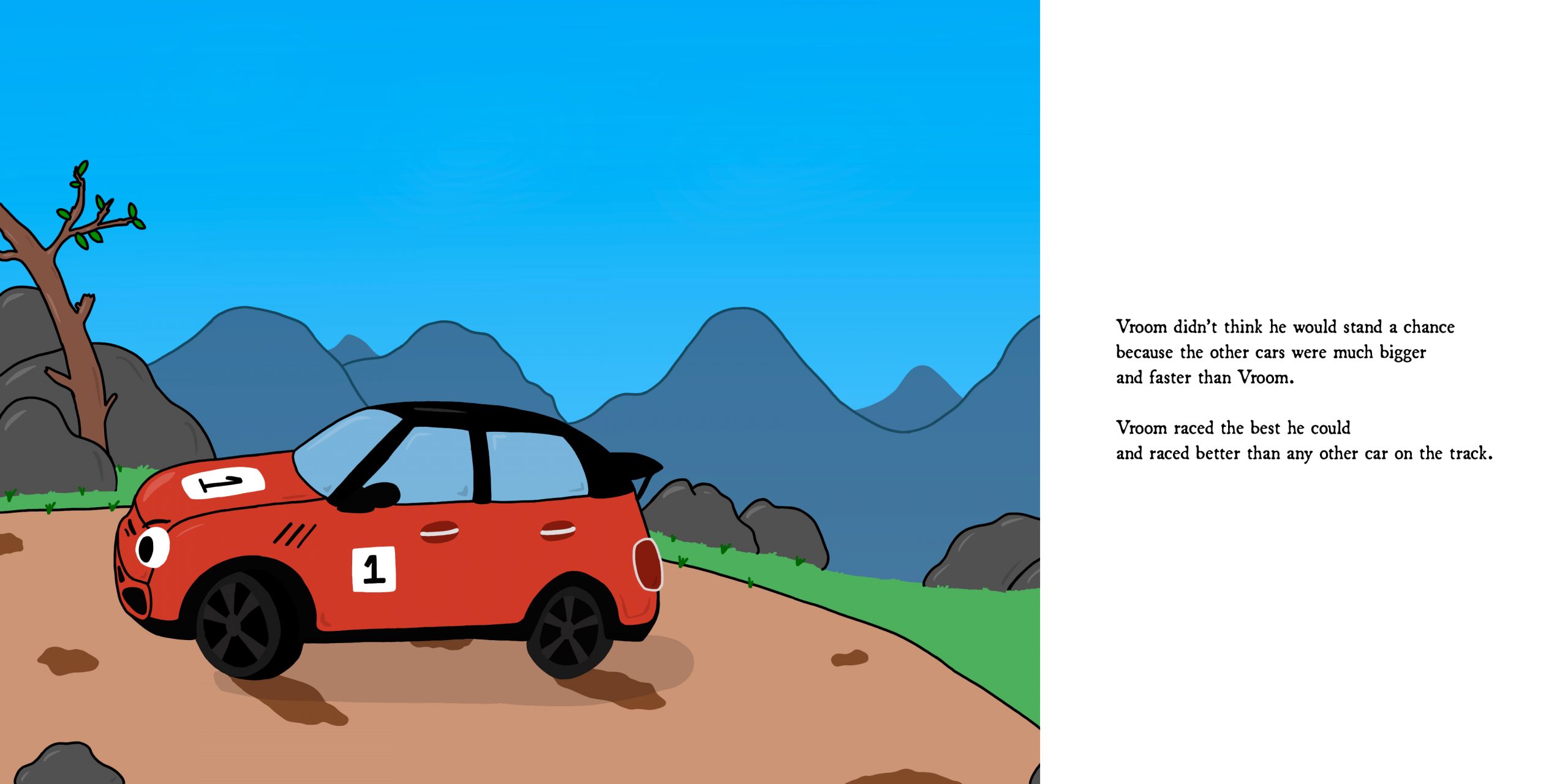 Vroom children's book illustration double page spread