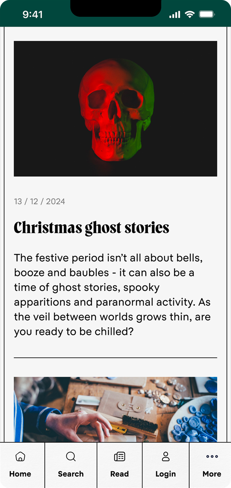 nearfield website design articles page on mobile